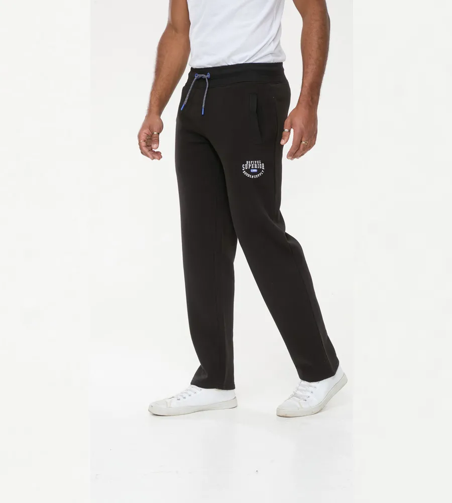 D555 Tall Mens Black Embroidered Jogger With Open Hem (JENNER)